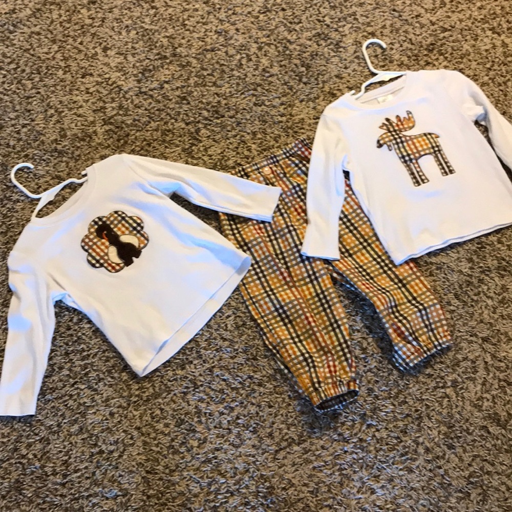 Fall appliqué shirts and coordinating pants